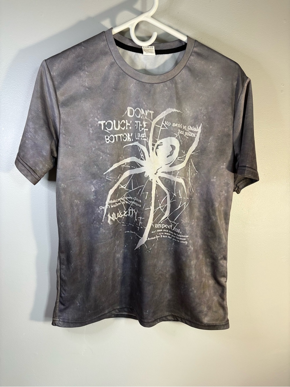 Men's Gray Graphic Tee with White Spider Print